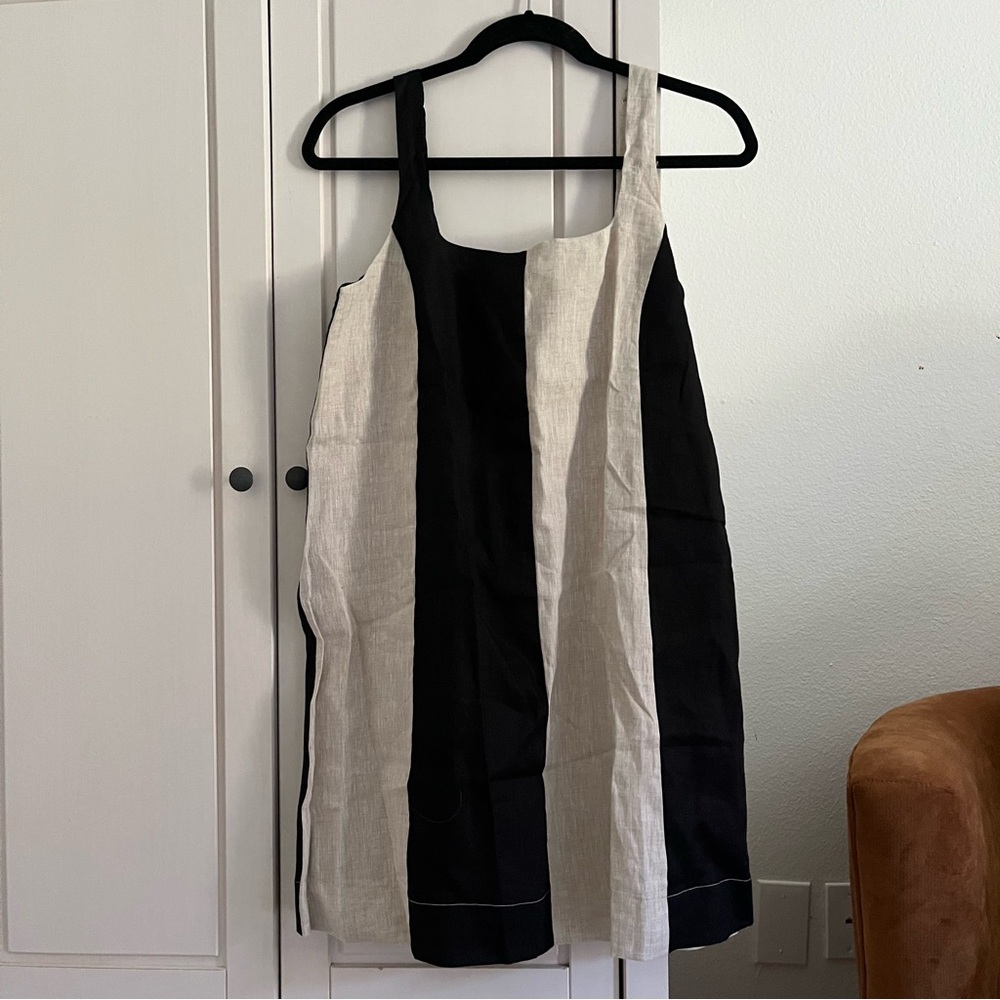DISSH | AGI NATURAL COLOR BLOCK LINEN MINI DRESS - Picture 5 of 12